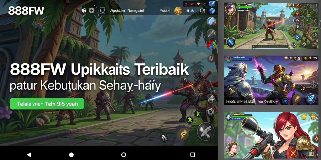 Tampilan utama aplikasi 888FW menampilkan fitur utilitas yang inovatif.