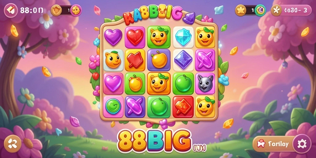 Tampilan gameplay seru di 88BIG dengan berbagai kombinasi warna.