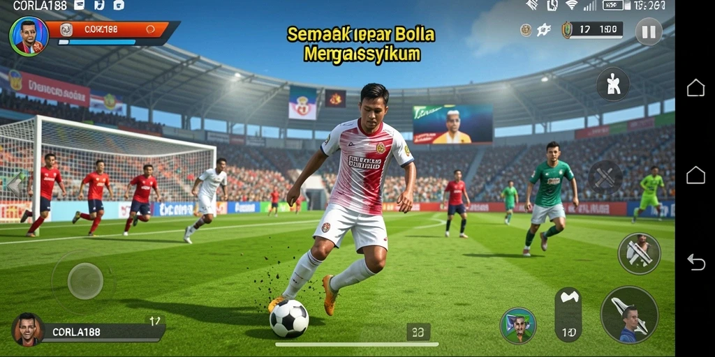 Tampilan gameplay CORLA188 yang penuh aksi dan strategi sepak bola.