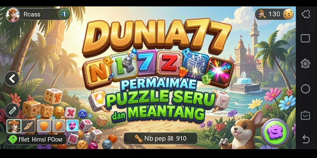 Screenshot utama gameplay DUNIA77 menampilkan tantangan Puzzle yang seru.