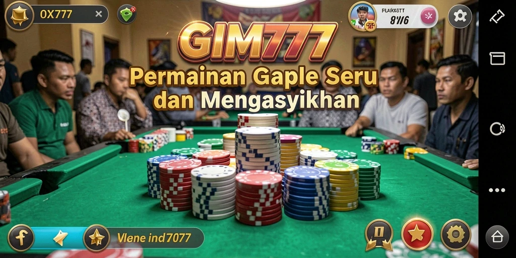 Screenshot gameplay GIM777 yang menunjukkan suasana seru permainan Gaple.