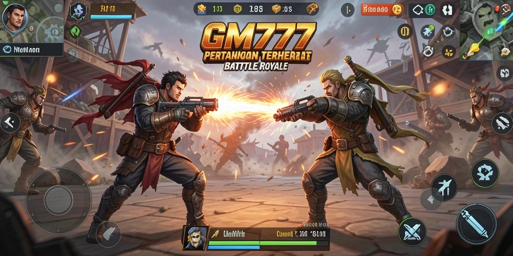 Tampilan gameplay seru dalam pertempuran Battle Royale.