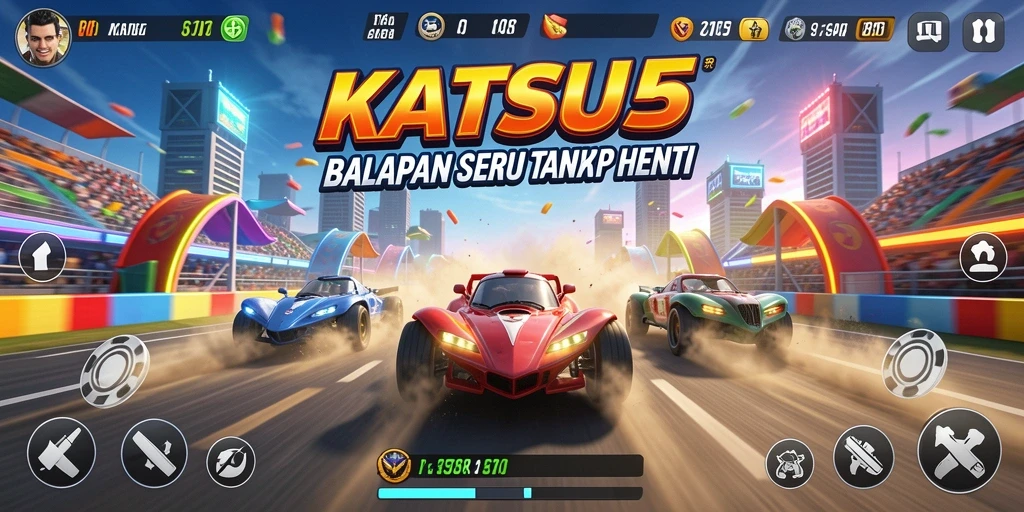 Gameplay balapan seru yang mendebarkan di KATSU5.