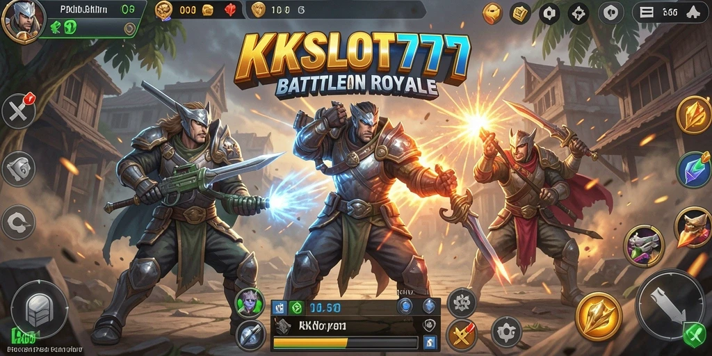 Tampilan seru gameplay KKSLOT777 di arena Battle Royale.