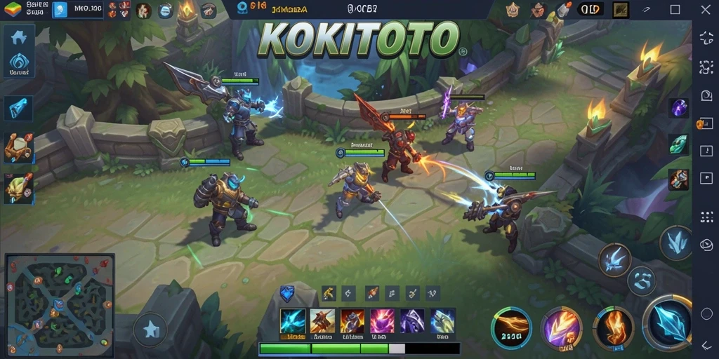 Tangkapan layar gameplay KOKITOTO dengan aksi seru di arena pertempuran.