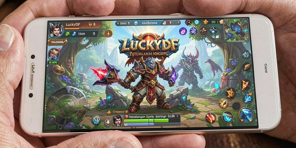 Screenshot gameplay <strong>LUCKYDF</strong> menampilkan aksi seru dalam pertarungan antar pemain.