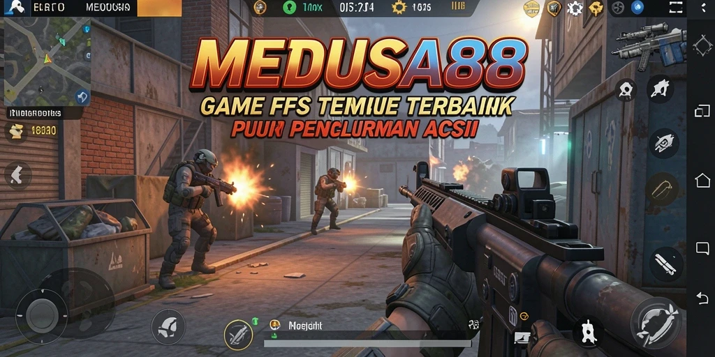 Tampilan gameplay mendebarkan dari MEDUSA88 dalam pertempuran FPS.