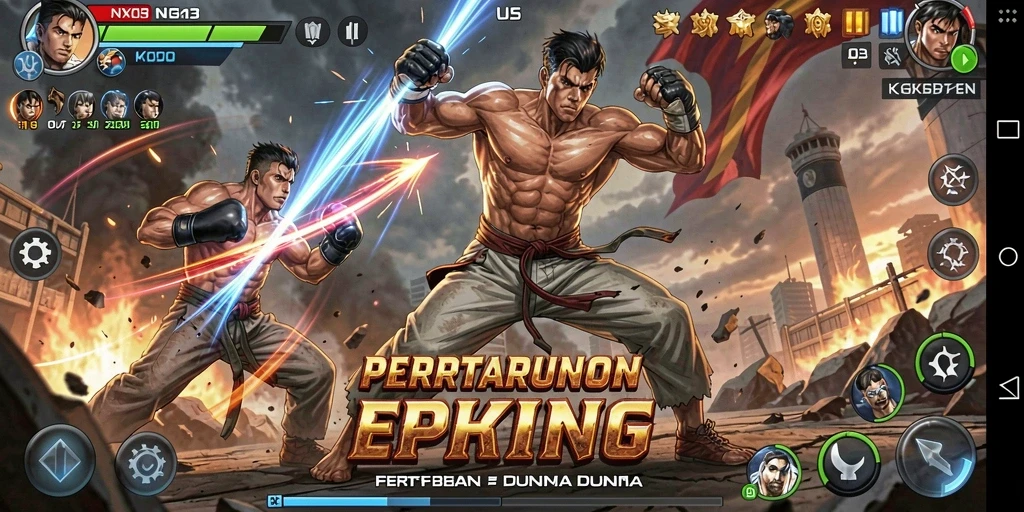 Screenshot gameplay NX303 menampilkan aksi pertarungan yang mendebarkan.