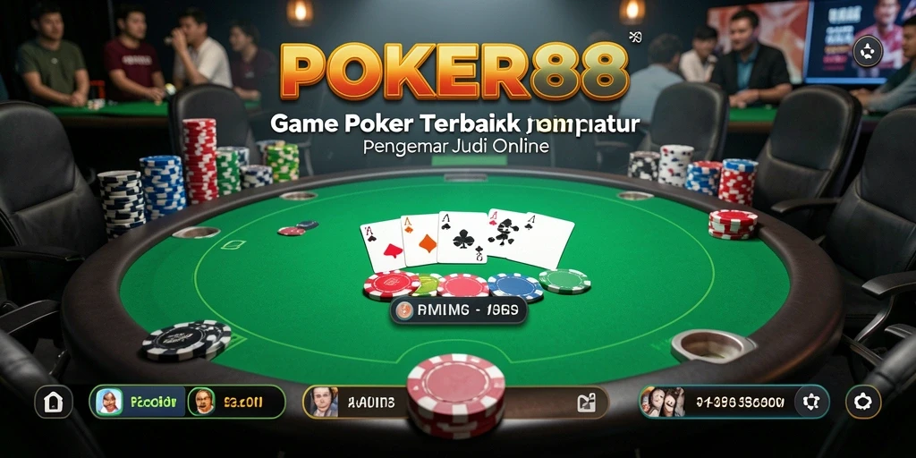 Screenshoot gameplay POKER88 yang menampilkan aksi taruhan poker yang seru.