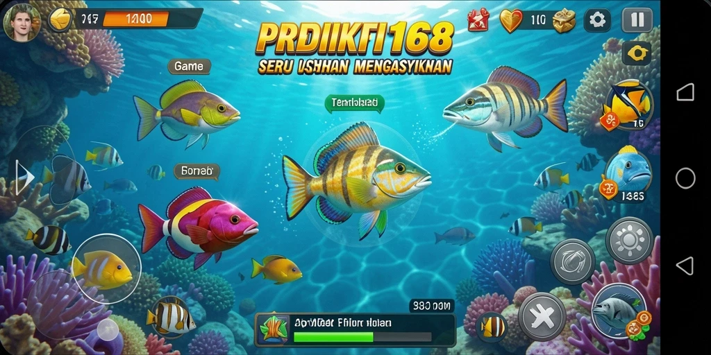 Tampilan gameplay seru di PREDIKSI168 dengan suasana bawah laut.