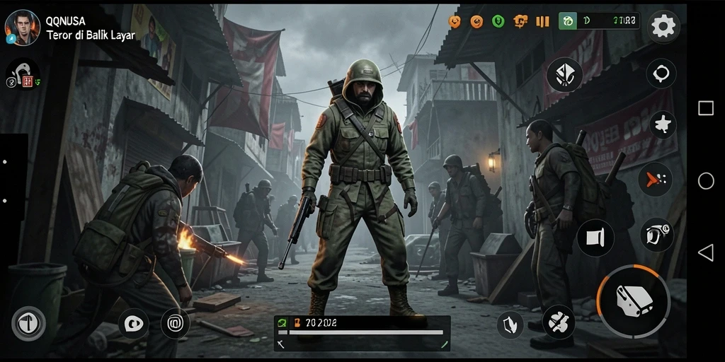 Screenshot gameplay QQNUSA yang menampilkan suasana mencekam dan menegangkan.