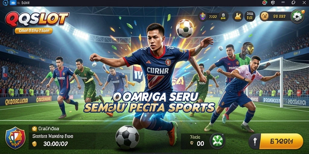 Screenshot gameplay QQSLOT menampilkan aksi mendebarkan di arena olahraga.