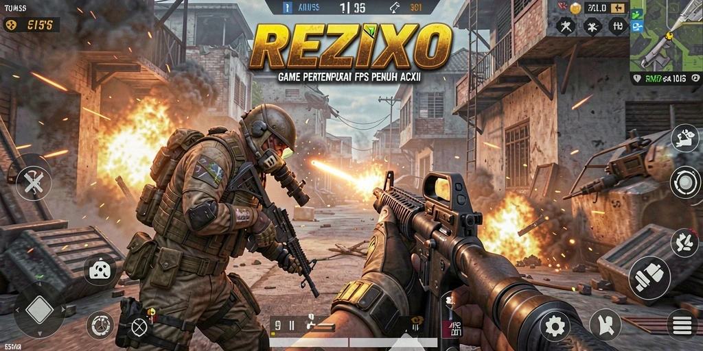 Tampilan gameplay <strong>REZIXO</strong> yang mendebarkan dan penuh aksi.