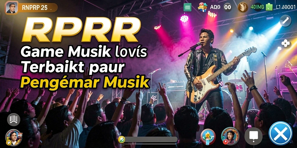 Tampilan screenshot RPRR yang menunjukkan gameplay musik yang seru.