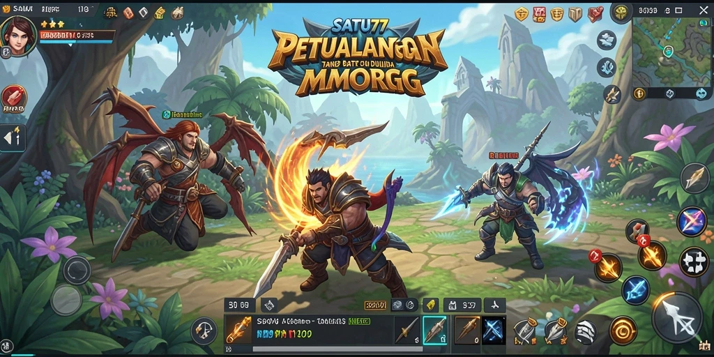 Tampilan gameplay SATU77 menampilkan pertarungan seru dan eksplorasi dunia.