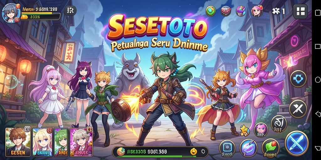 Menampilkan gameplay SESETOTO yang penuh aksi dan karakter Anime unik.