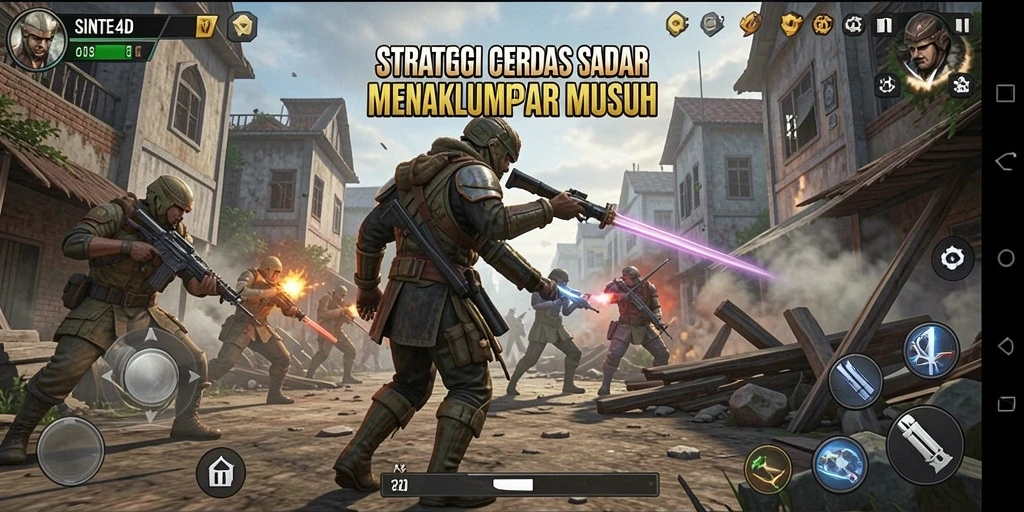 Tampilan menarik dari gameplay strategi SINTE4D dengan pertarungan seru.