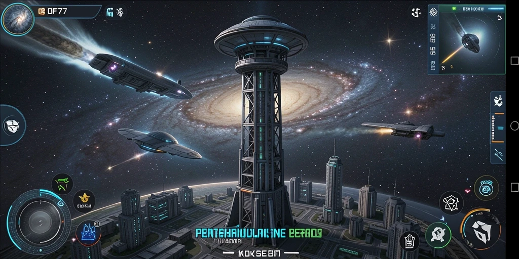 Tampilan gameplay menegangkan di UFO77 dengan elemen Tower Defense.